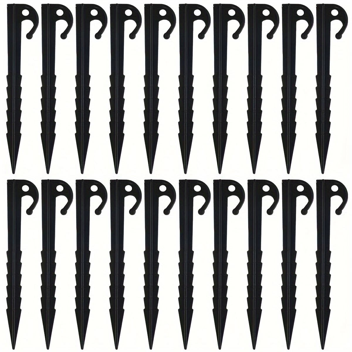 Set of 20 Robust Tent Stakes Featuring Pointed Hooks - Made from High-Refractive-Index Polymer Spiral Design for Stable Camping, Tarp, And Tent Installation on Various Surfaces Like Grass, Soil, Sand